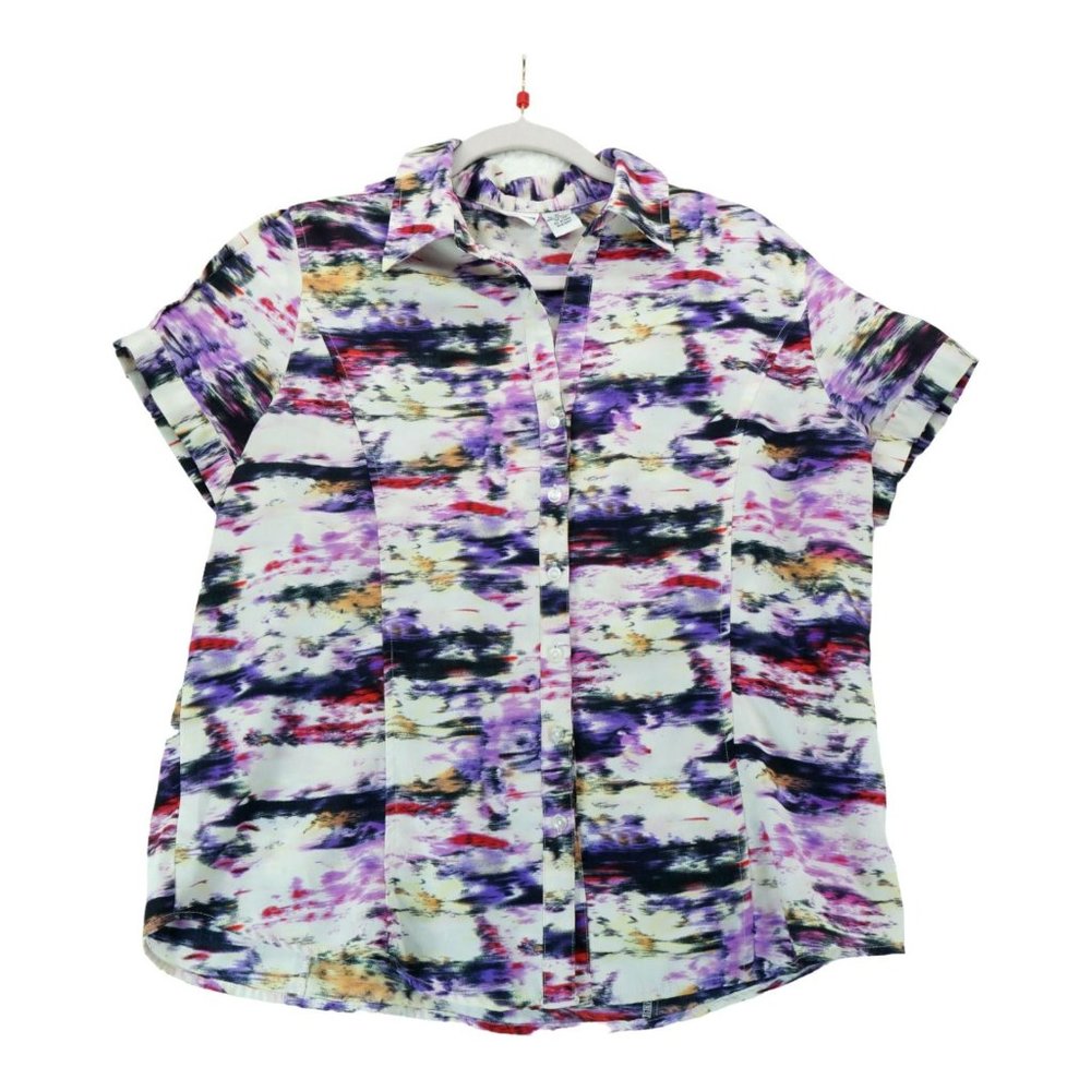 Womens‎ Apparenza Button Up Short Sleeve Blouse Size XL 100% Polyester
